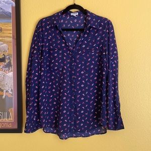 Lightweight, button-up, floral blouse